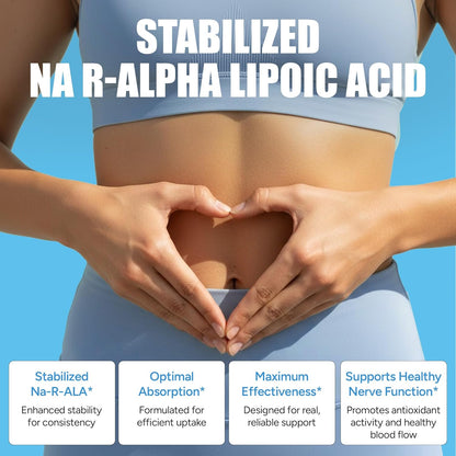 IMMUNOVITES Stabilized R-Alpha Lipoic Acid ((True)) 600mg per Serving [[High Potency & up to 40x Increased Absorption]] (Na R-ALA) (Na R-LA) (Na R-Lipoate)